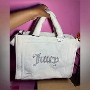 Juicy Couture White Rhinestone Logo Tote – NWT – Detachable Strap